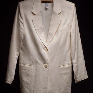 White 2 button Linen/Rayon Jacket